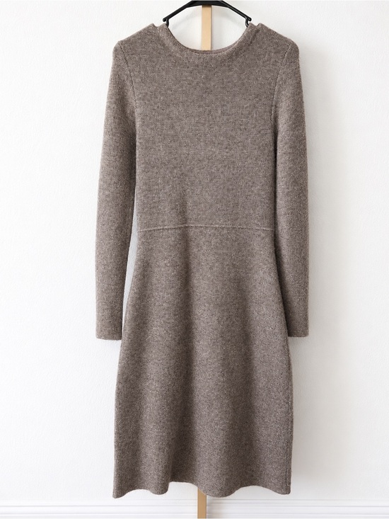 Zara Dresses & Skirts - Zara Taupe Long-Sleeve Knit Fit-and-Flare Dress